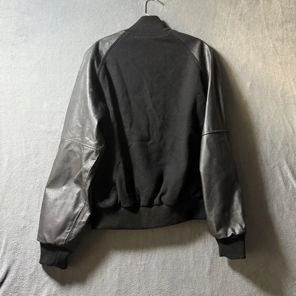 Vintage Dalfour Michigan Wolverines Varsity Jacket Wool Leather Small Black